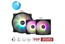 Bộ Kit 3 Fan Case 20cm VSP 2020 LED ARGB (1 Remote + 1 Fan 20cm + 2 Fan 12cm) - Hàng chính hãng VSP phân phối