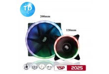 Bộ Kit 2 Fan Case 20cm VSP 2025 LED ARGB (1 Remote + 1 Fan 20cm + 1 Fan 12cm) - Hàng chính hãng VSP phân phối